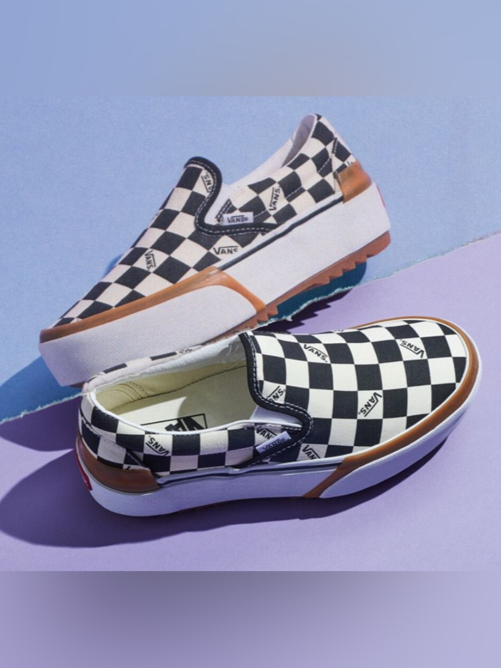 VANS Era Stacked Checkerboard Platform Slip On Shoes